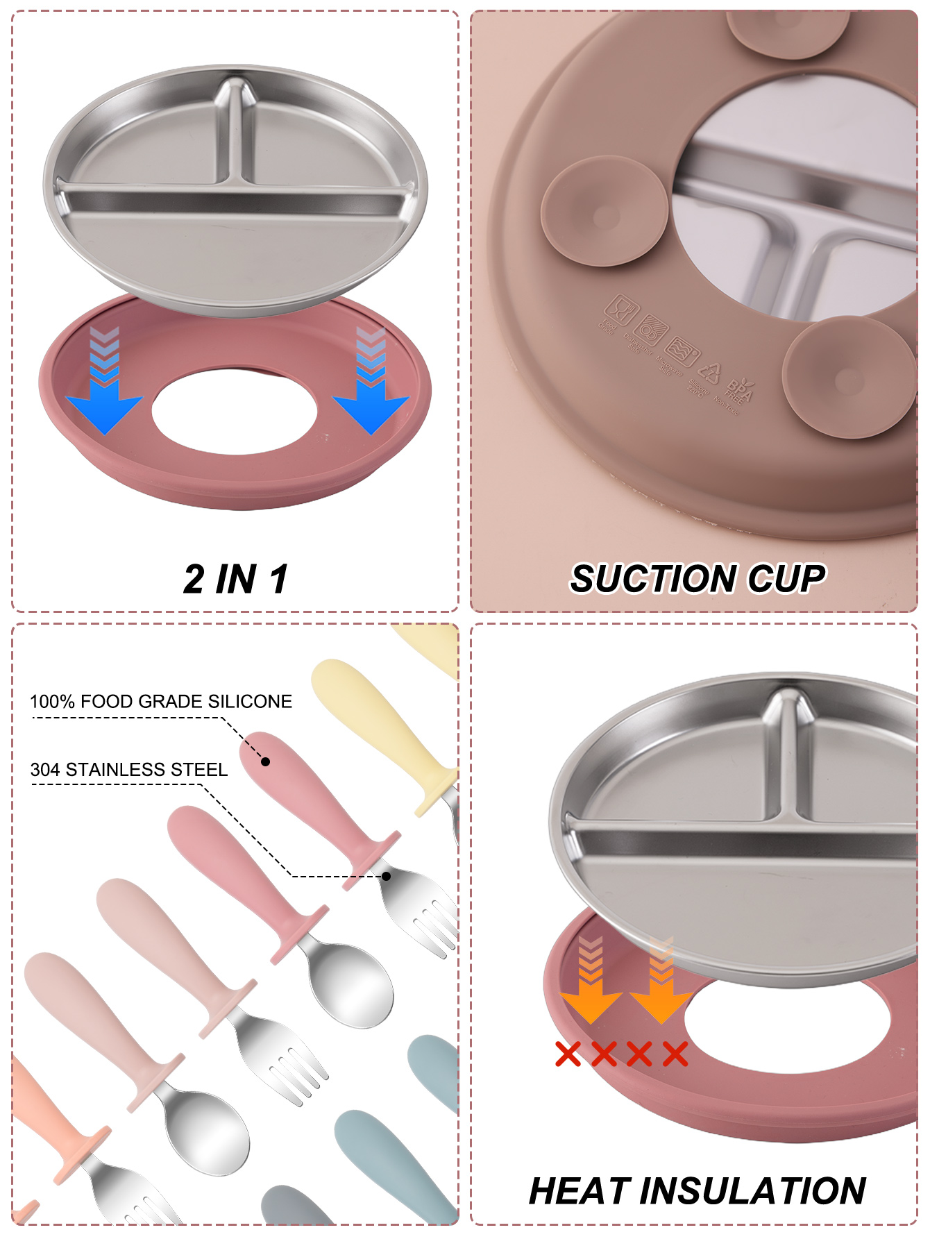3PCS Stainless Steel Dishes Pl - đánh giá và giá Baby Food Menu